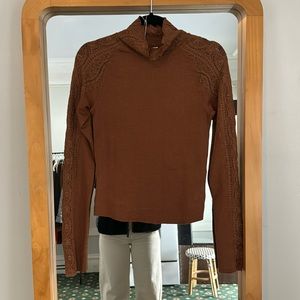 Free people brown lace turtleneck size small